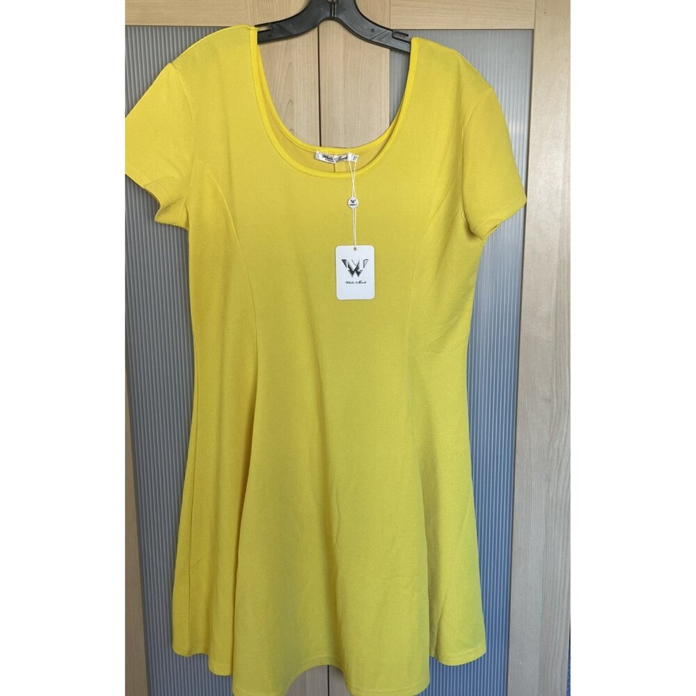 White Mark Women Yellow Casual Dress XL A-line Career Coastal Party Travel Beach